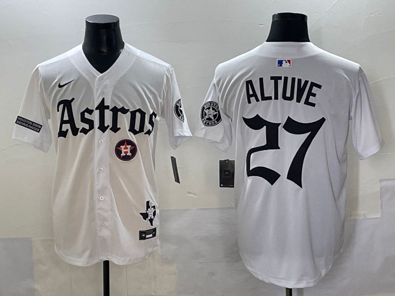 Men 2025 Houston Astros #27 Altuve White Five generations Joint Name Nike MLB Jersey style 19->houston astros->MLB Jersey